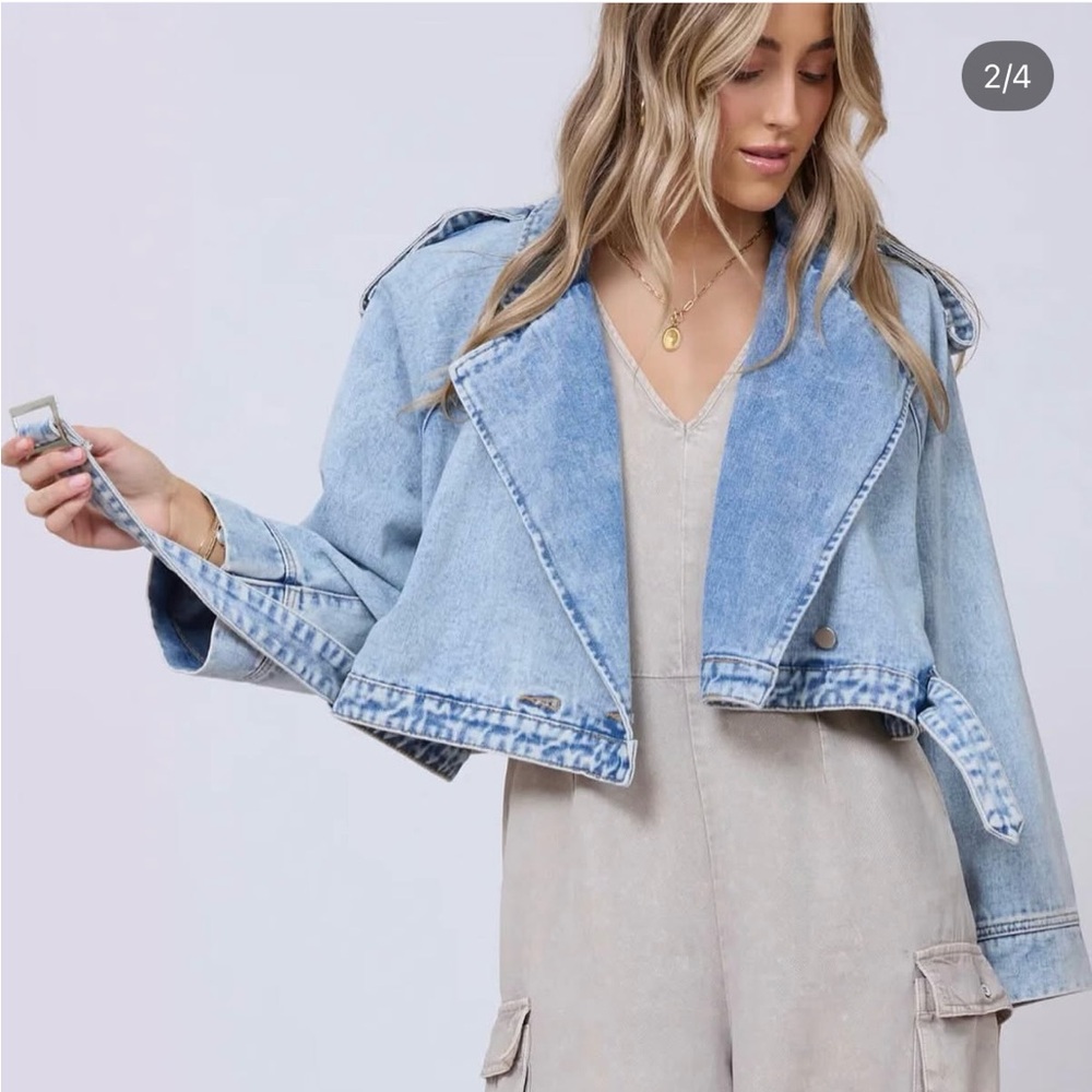 Vintage Havana Light Blue Denim Moto Jacket